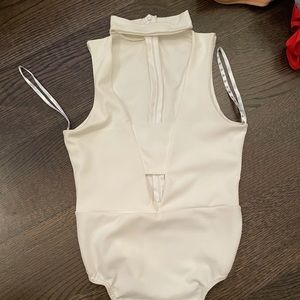 White choker top bodysuit